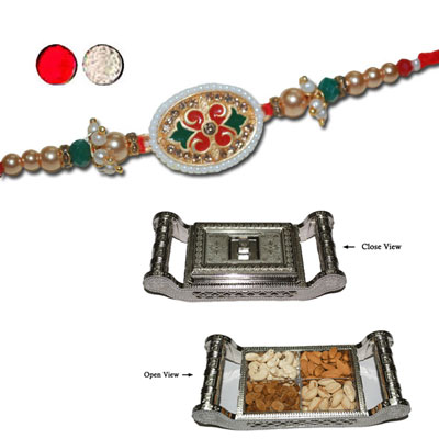 "RAKHIS -AD 4290 A (Single Rakhi),  Manali Dry Fruit Box -Code DFB8000 - Click here to View more details about this Product